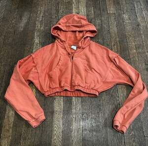 Gymshark x KKFIT Women's Cropped Full Zip Hoodie Burnt Orange Size Small